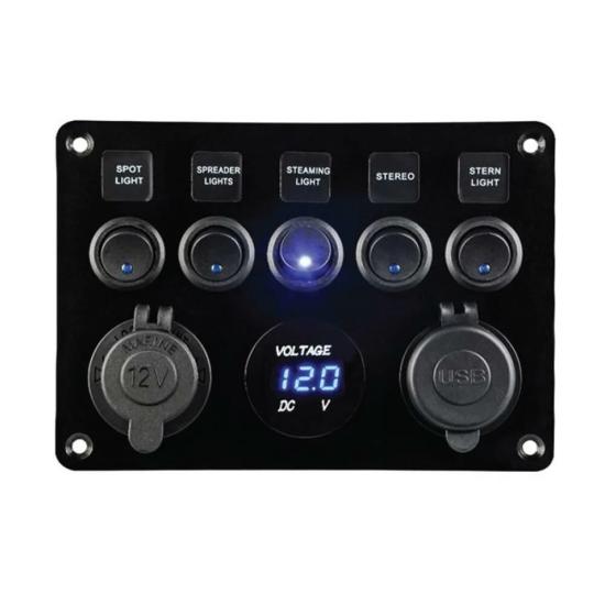 Bfy 5’Li   Swıtch Panel Işıklı Şarj-Volt-Usb