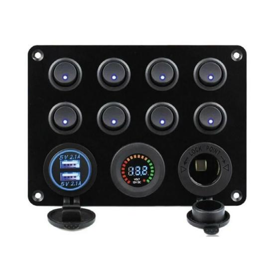Bfy 8’Li   Swıtch Panel Işıklı Şarj-Volt-Usb