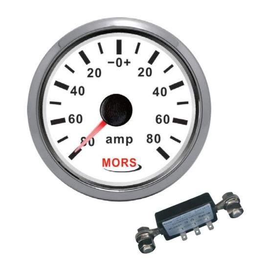 Ampermetre 12-24 V Beyaz + Şönt Dahil