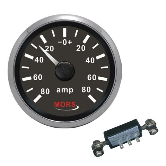 Ampermetre 12-24 V Siyah + Şönt Dahil